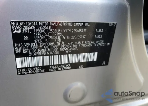 2017 Toyota Rav4 Le from USA, damaged, VIN 2T3ZFREV6HW363005